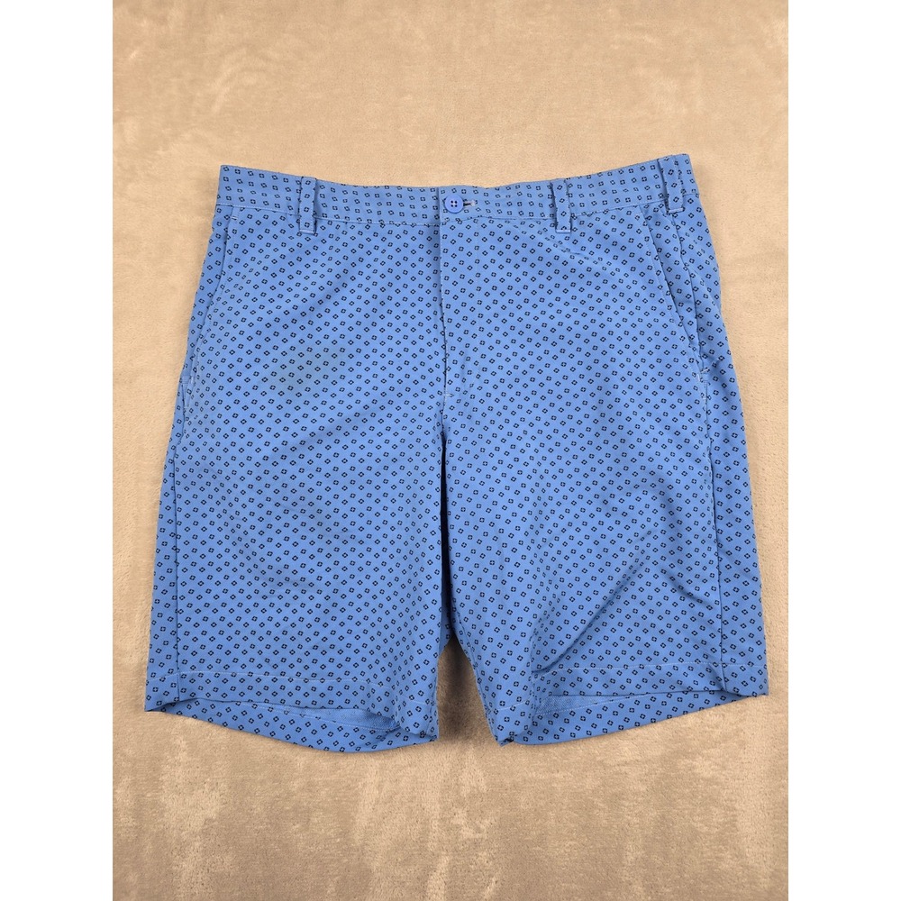 IZOD Golf Shorts Mens 36‎ Blue Geometric Print Stretch Performance Flat Front